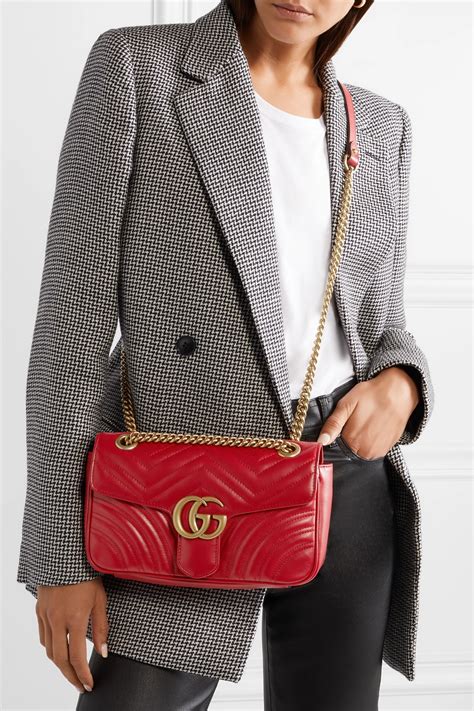 gucci shoulder bag red|red gucci marmont bag.